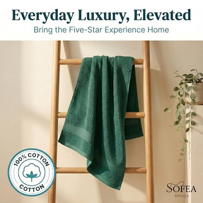 Sofea Hand Towels 6 Pack (16 x 28 Inches) 100% Cotton Bathroom Towels, Soft Absorbent Quick Dry Hand Towels for Bathroom Kitchen - color: Forest Green