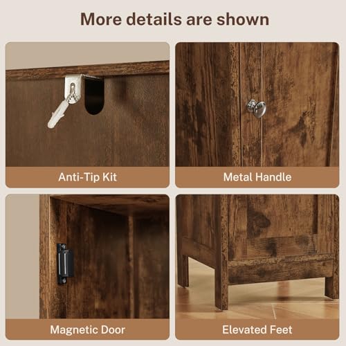 67" Tall Bathroom Cabinet with 2 Adjustable Shelves and 2 Doors, Narrow Bathroom Storage Cabinet for Small Space, Living Room, Entryway, Kitchen, Rustic Brown - color: Brown