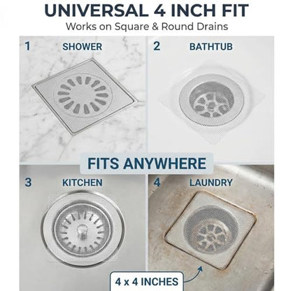 50 Pack Square Disposable Shower Drain Hair Catcher Stickers | Waterproof, For Bathroom Floor, Sink & Bathtub, Easy-Peel, Clog Prevention & Hygiene - size: 50 Square Mesh