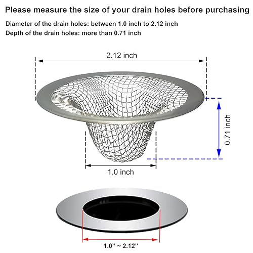 1.0" Small Drain Strainer, Sink Drain Hair Catcher, Bathroom Sink Drain Strainer, 2PCS Drain Mesh Baskets for Laundry, Mop Pool, Utility, Slop, RV Sink, Stainless Steel Drain Filter - style: Strainer-2PCS