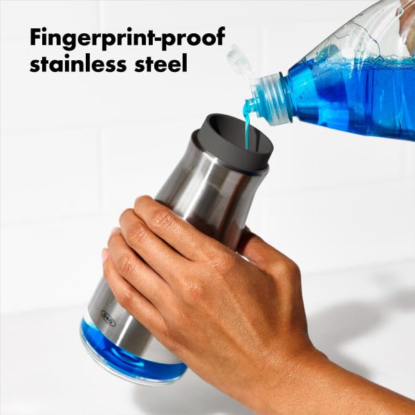 OXO Good Grips Stainless Steel Countertop Soap Dispenser | Refillable Soap Dispenser, Rust-Resistant Stainless Steel, Weighted Pump, Kitchen Sink Or Bathroom Counter Use - color: Stainless Steel, style: Soap Dispenser
