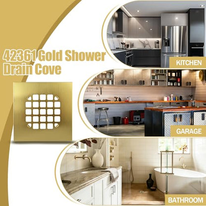 4-1/4" Square Shower Drain Cover, Stainless Steel Hair Catcher Strainer | Catches Hair & Debris Before Clogs - Precision grid traps hair and soap scum while allowing full flow