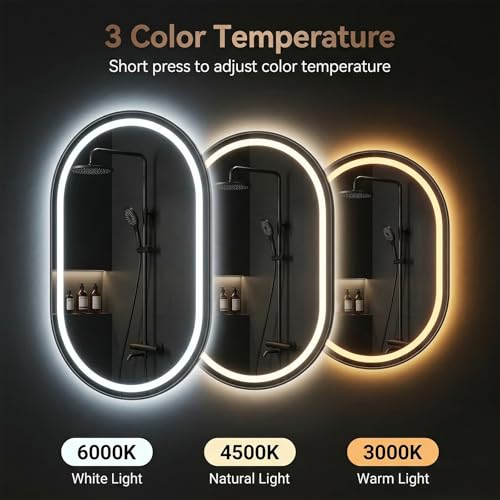 28"x48" LED Bathroom Mirror with Lights, Anti-Fog, Dimmable Backlit, Memory Function, Tempered Glass, Shatter-Proof, Lighted Vanity Mirror for Wall, Oval - size: 28"L x 48"W, style: Oval Style