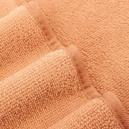 POLYTE 410 GSM Poly Blend Microfiber Quick Dry Bath Towel Set of 6 Pieces | 2-Body Towels, 2-Hand Towels, 2-Wash cloths, Oversize, Lint Free - color: Orange