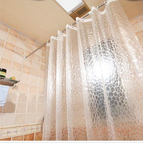AooHome Short Shower Curtain Liner, Water Cube Eva Shower Curtain with Bottom Magnets, Water Repellent, Semi Transparent, 72 W x 60 L inch - color: Water Cube, size: 72"W x 60"L (Pack of 1)