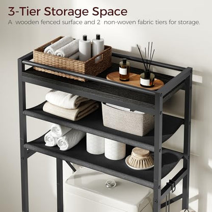 MAHANCRIS Over Toilet Storage, 3-Tier Bathroom Organizer Shelf with Toilet Paper Holder, Freestanding Space Saver Bathroom Shelves Above Toilet for Bathroom, Laundry Room, Black TSBK1201 - color: Black