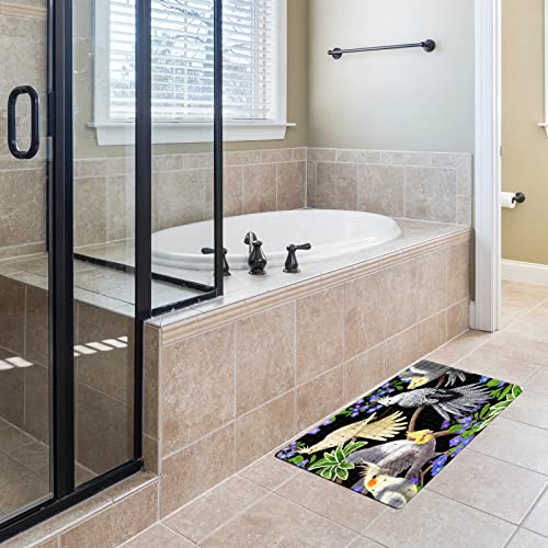Bath Tub Mat Non Slip Shower Mat Cockatiel Parrots Budgie Extra Long Bathtub Mat 26.8x15 inches Bathroom Bath Mat with Suction Cups Drain Holes Machine Washable - color: Cockatiel Parrots Budgie