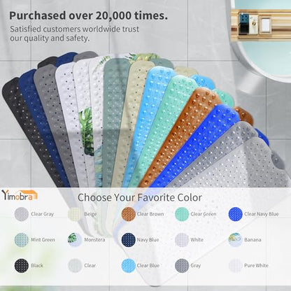 Yimobra Non Slip Bathtub Mat 40 x 16 Inch, Extra Long Shower Mat with Drain Holes, Machine Washable Baby Bath Mats, Strong Suction Cups for Bathroom Floor, Navy Blue - color: Navy Blue