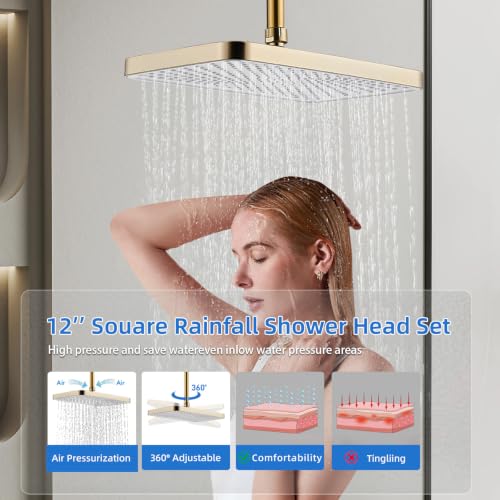 Shower Faucet Set With Handheld Shower Head Gold | Rain shower Head With Handheld Sprayer - color: Glod