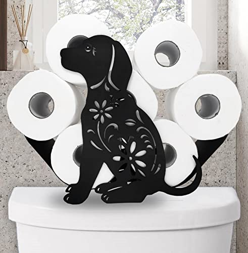 Dog Metal Toilet Paper Holders,FreeStanding Storage Tissue Paper Holders | Funny Animals Paper Holders for Indoor Bathrooms Kitchen,Toilet Rolls Tissue Storage Fit 8 Rolls,Practical and Convenient - color: Dog 14.3"lx 4.7"wx11.1"h