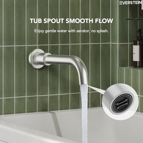 10" High-Pressure Rainfall Shower System with Handheld Spray, Wall Mount Bathroom Shower Faucet Set with Tub Spout (Brushed Nickel) - color: Brushed Nickel, style: With Tub Spout