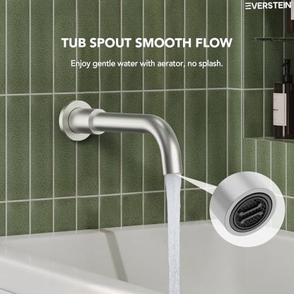10" High-Pressure Rainfall Shower System with Handheld Spray, Wall Mount Bathroom Shower Faucet Set with Tub Spout (Brushed Nickel) - color: Brushed Nickel, style: With Tub Spout