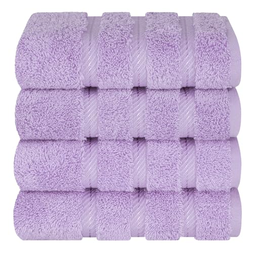American Soft Linen 100% Cotton Luxury Turkish Towels, 4 PC Hand Towel Set | Soft Absorbent Quick Dry OEKO Tex Standard 100 Certificated Durable Machine Washable Premium Hotel Quality - color: Lilac, size: 16"x28"