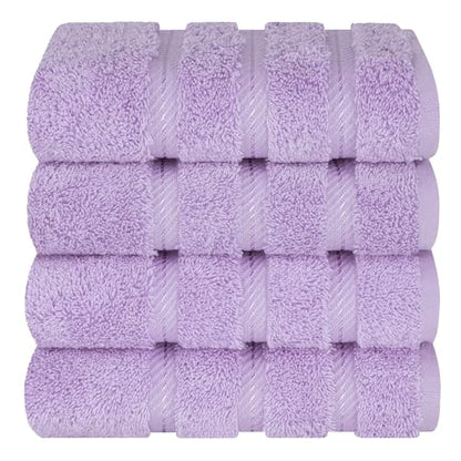 American Soft Linen 100% Cotton Luxury Turkish Towels, 4 PC Hand Towel Set | Soft Absorbent Quick Dry OEKO Tex Standard 100 Certificated Durable Machine Washable Premium Hotel Quality - color: Lilac, size: 16"x28"