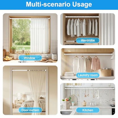 MEXAU 2 Pack Spring Tension Curtain Rods 24-46In White Shower Curtain Rod | Adjustable Spring Tension Rods No Drilling for Window Closet Kitchen Wardrobe Bathroom, Non Slip Tension Rods ,7/8" Diameter - color: White-2P, size: 24-46 Inch