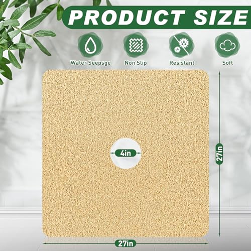 Shower Mat Non Slip,27 x 27 Inch Extra Large Bath Mat with Drain,Soft Square Loofah Shower Stall Mat Bathtub Mat for Bathroom,Without Suction Cups (Beige Yellow) - color: Beige Yellow