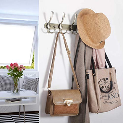 WEBI Coat Rack Wall Mount,Coat Hanger Wall,Coat Hooks Wall Mounted,Hook Rack Rail,5 Triple Hooks for Hanging Clothes,Hats,Jacket,Bronze,2 Packs - color: Bronze, size: 2 Pack