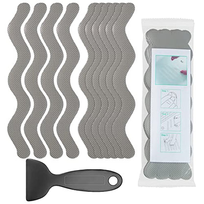 Non Slip Bathtub Stickers Set of 30, Bath Stickers Non Slip with Premium Scraper, Safety and Waterproof Bath Tub Slip Stickers for Bathtub, Shower, Pool, Ladder (Gray)