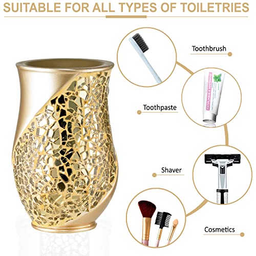 Zahari Home Sinatra Bath Tumbler Toothbrush and Toothpaste Holder Makeup Organizer, Champagne - color: Champange, size: 4.25" x 3" x 3" Tumbler