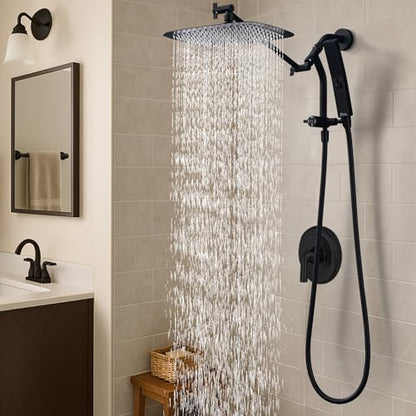 G-Promise 10 Inch All Metal Rain Shower Head with Handheld (Matte Black) | Suits Every Height, Pause Mode Diverter, Massage Mode Handheld, Full Body Coverage, Easy to Install, Modern Bath Upgrade - color: Matte Black, size: 10 Inch