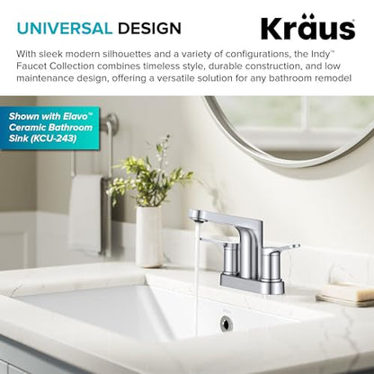 KRAUS Indy Centerset Bathroom Faucet in Chrome with 2 Handles, Pop Up Drain and Supply Lines, FUS14102CH - color: Chrome, style: Centerset
