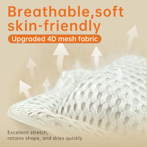 Bath Pillow for Tub,48 Non-Slip Suction Cups,Soft 4D Breathable Air Mesh | Ergonomic,Head,Neck and Back Support,Suitable for hot tub,jacuzzi,spa,Quick-dry non-slip.Machine washable,Bath Gifts,White - color: Gray