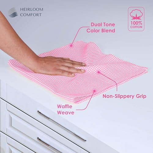 12 Pack Dual Tone Waffle Weave Kitchen Towels, 16x26 Inch, 100% Cotton, Absorbent, Fast Dry Dishcloth Set, Soft and Durable, Baby Pink - color: Light Pink, size: 16 x 26 - Pack of 12
