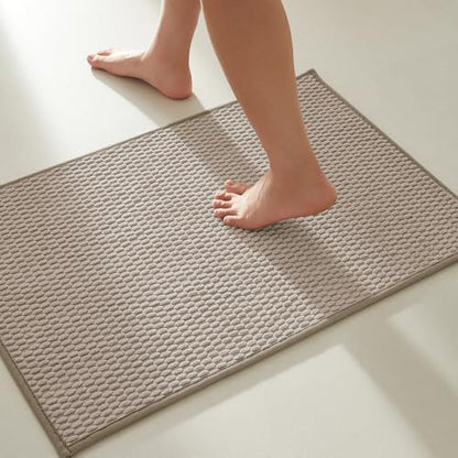 TYUU Bathroom Rugs Non Slip Washable, Super Absorbent Thin Bath Mat Small Quick Dry Low Pile Bathroom Rug, Beige 20"x30" - color: Beige01, size: 1'8" X 2'6" (Rectangular)