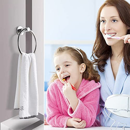 2 Pack Towel Ring, Hand Towel Holder No Drilling Heavy Duty Simple Round Towel Holder Wall Mount Towel Rack (Silver-2) - color: Silver-2