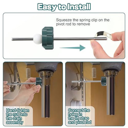 2 Pcs Pop up Center Assembly, Compatible with Price Pfister Pop up Stopper | Compatible with Price Pfister Pop up Stopper, Pivot Rod Bathroom Sink Repair Kit, Chrome