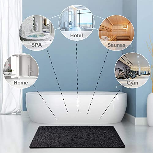 godehone Shower Mats Non Slip Without Suction Cups, PVC Loofah Bathroom Mats, Loofah Mats for Shower and Bathroom, Quick Drying, 15.7× 36 Inch, Black - color: Black, size: 36" x 15.7" (Rectangular)