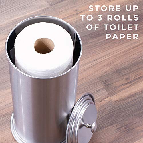 JS Jackson Supplies Free Standing Extra Large Toilet Paper Holder - Stainless Steel - color: Stainless Steel