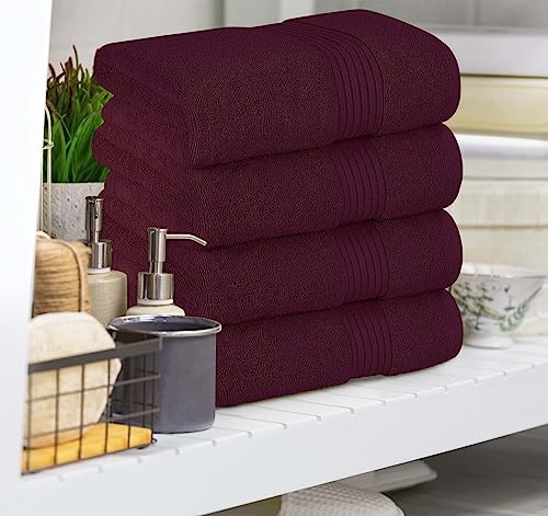 Utopia Towels Luxurious Bath Towels Set, 27x54 in, 4 Pack, Soft, Burgundy | Soft Luxurious Ring Spun Cotton Bath Towels - Lightweight, Highly Absorbent, Quick-Drying, Ideal for Daily Use - color: Burgundy