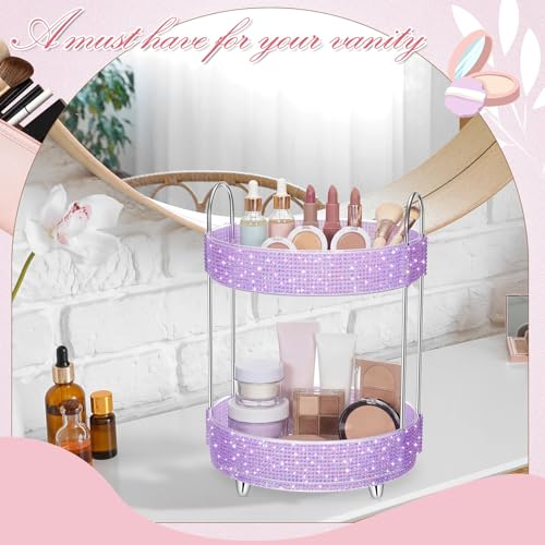360 Rotating Rhinestone Perfume Organizer,2 Tiers,Resin Diamond,Purple - color: Purple, size: 2 Tiers, style: Resin Diamond