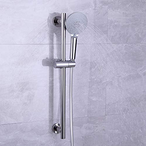 Shower Slide Bar with three Function Massaging Hand Shower Head Adjustable SUS 304 Stainless Steel Polished D500011C - color: Chrome