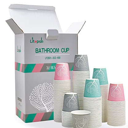 LITOPAK 600 Pack 3 oz Paper Cups, Colorful Disposable Mouthwash Cups 3 oz | Small Paper bathroom cups, 3 ounce paper cups for medicine, mouthwash, snacks, bath rinsing, paint mixing, and more - style: 600pack Colour mixture