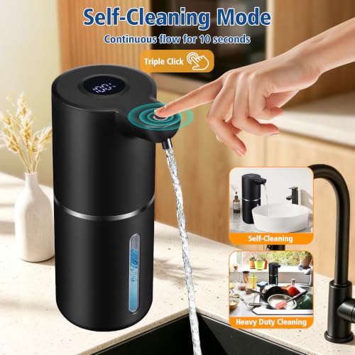 Automatic Liquid Soap Dispenser Touchless | USB Rechargeable Smart Hand Soap Dispenser, 4-Level Adjustable, 12oz Wall Mounted for Bathroom Kitchen(Black, Liquid) - color: Black