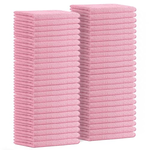 Avalon Towels Microfiber Cleaning Cloths (Value Pack of 48) - Size 16 x 16 Inches, Highly Absorbent Cleaning Rags, Lint Free, Reusable and Washable, Microfiber Towels for Cars - color: Pink, size: Pack of 48 - 16x16 Inches
