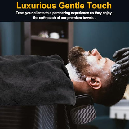 UNIMADE Salon Towels 2 Pack, Microfiber Hair-Drying Cloth Barber Towels | (16x29 inches) Super Soft Black Hand Cloth for Gym, Bath, Spa Use and Home Beauty Care(Not Bleach Proof) - color: Black, size: 2PK