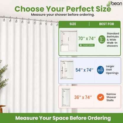 Bean Products White Cotton Bathtub Shower Curtain Liner- 70x74 - color: White, size: 70"W x 74"L (Pack of 1)