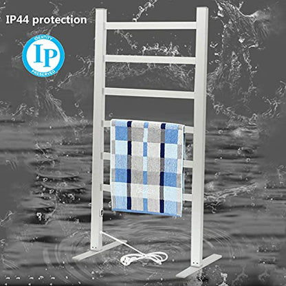 Portable Freestanding Towel Warmer, Aluminum Alloy Electric Heated Towel Rack, Bathroom Constant Temperature Heated Towel Rail Radiator with 6 Square Bar, 520X390x1050mm
