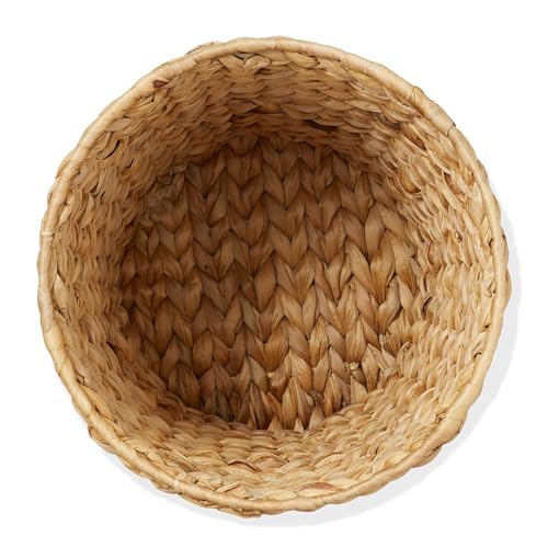 Casafield Water Hyacinth Waste Basket - Natural, Woven Wicker Trash Can for Bathroom, Bedroom, Laundry Room, Home Office - color: Natural
