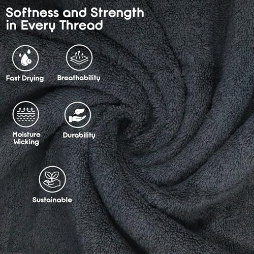 Ariv Towels Pack of 8, Premium 100% Cotton Towel Set (2 Bath Towels + 2 Hand Towels + 4 Washcloths), Large, Super Soft, Quick Dry, Highly Absorbent for Home, Bathroom, Gym, Hotel & Spa - Grey