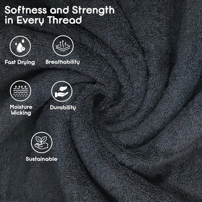 Ariv Towels Pack of 8, Premium 100% Cotton Towel Set (2 Bath Towels + 2 Hand Towels + 4 Washcloths), Large, Super Soft, Quick Dry, Highly Absorbent for Home, Bathroom, Gym, Hotel & Spa - Grey