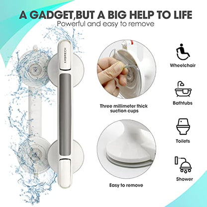 Shower Handle (2 Pack),12 Inch Grab Bars with Strong Suction Cup for Bathtubs and Showers,Shower Safety Hand Rail,No Drill Balance Bar for Bathroom,Suitable for Seniors,Elderly,Handicap
