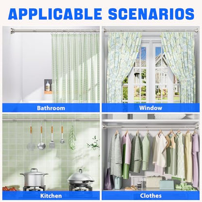 Nickel No-Drill Shower Rod - 32-80 Inches, Anti-Slip Tension Curtain Rod - color: nickel, size: 32-80 inches