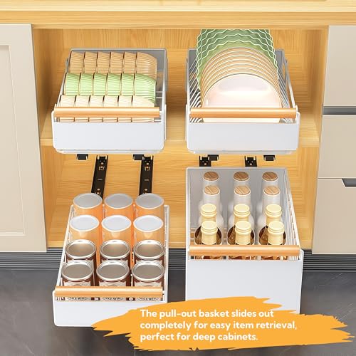 Pull-Out Dish Rack, Plate & Pot Lid Organizer, Slide Out Dish Drying Rack for Kitchen Cabinets, Pull Out Drawer for Kitchen Under Sink Organizer (Plate Rack Extra-Large) - size: Extra-Large Plate Rack