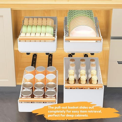 Pull-Out Dish Rack, Plate & Pot Lid Organizer, Slide Out Dish Drying Rack for Kitchen Cabinets, Pull Out Drawer for Kitchen Under Sink Organizer (Plate Rack Extra-Large) - size: Extra-Large Plate Rack