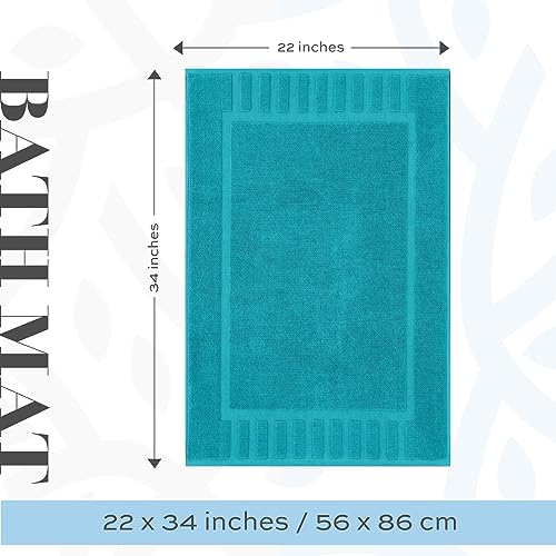 White Classic Luxury Bath Mat Floor Towel Set - Absorbent Cotton Hotel Spa Shower/Bathtub Mats [Not a Bathroom Rug] 22"x34" | 2 Pack | Aqua - color: 12: Aqua