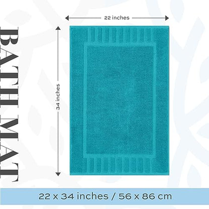 White Classic Luxury Bath Mat Floor Towel Set - Absorbent Cotton Hotel Spa Shower/Bathtub Mats [Not a Bathroom Rug] 22"x34" | 2 Pack | Aqua - color: 12: Aqua
